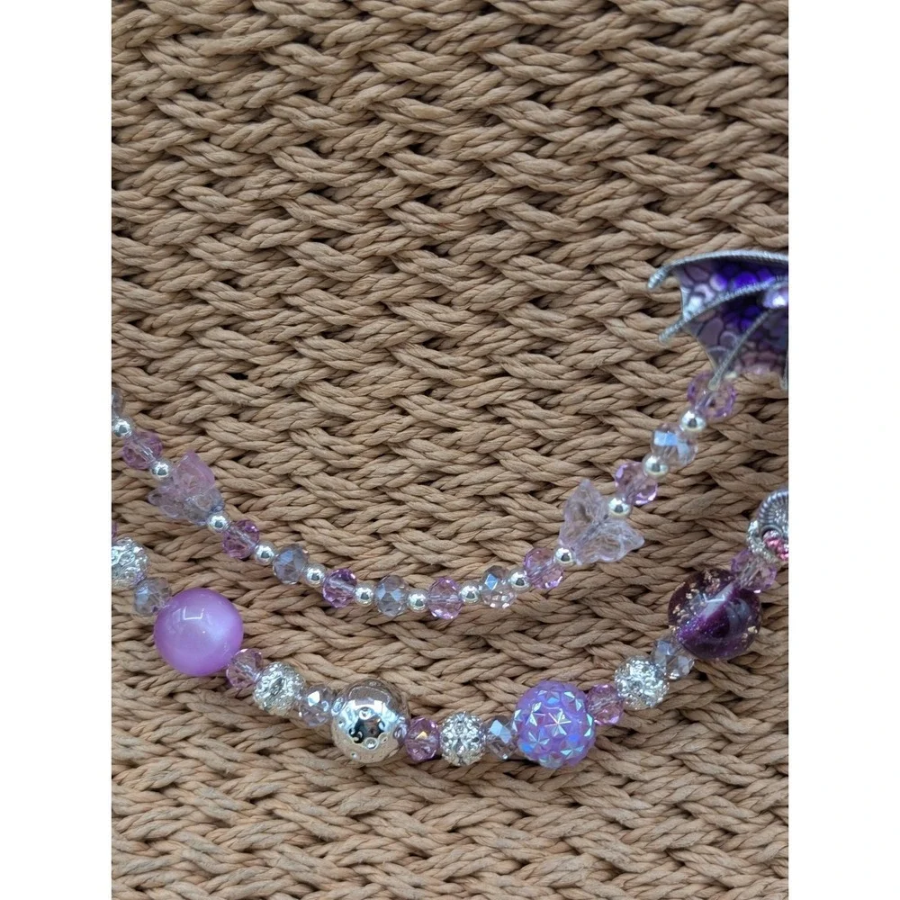 Purple Dragon Purse Or Phone Charm Beaded Handbag Accessory Jewelry Charm NEW